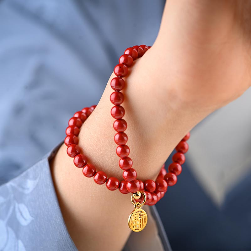 Fortune Jewel Tibetan Cinnabar Green Aventurine Luck Bracelet Necklace