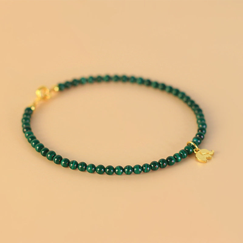 Fortune Jewel Natural Malachite Elephant Anti-Anxiety Charm Bracelet