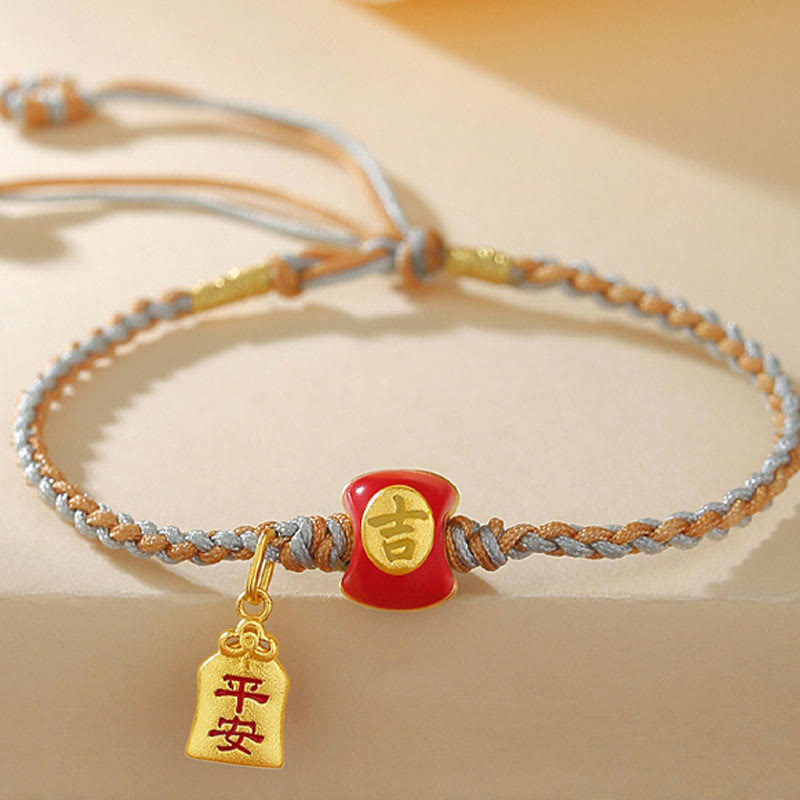 Fortune Jewel 925 Sterling Silver Handmade Auspicious Chinese Character Blessing Braided String Bracelet