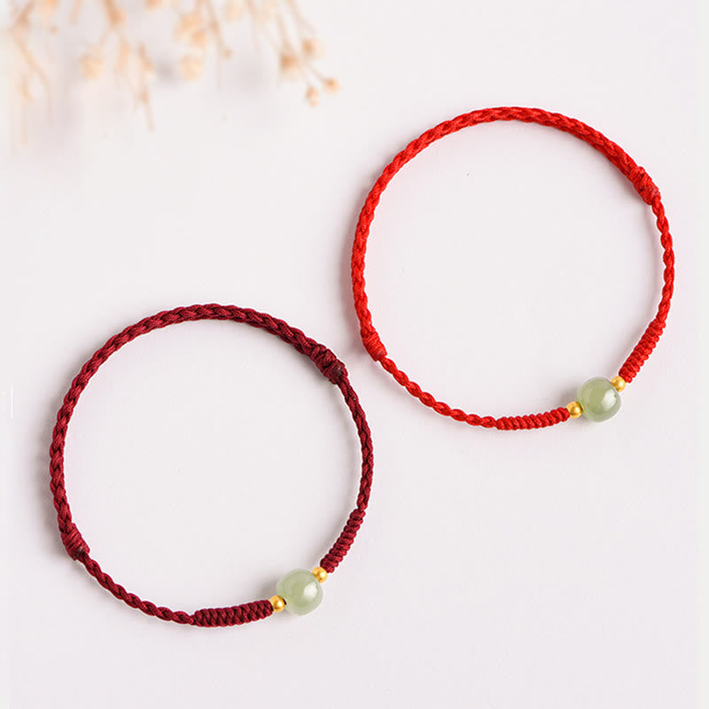 Fortune Jewel Handmade Jade Lucky Bead Prosperity Braided Bracelet