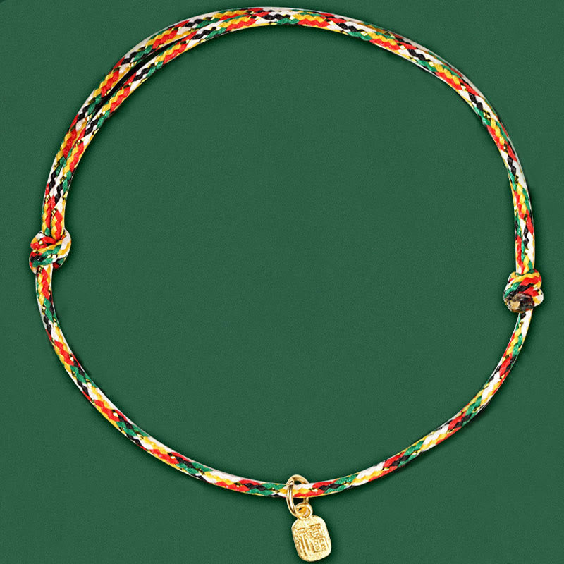 Fortune Jewel Auspicious Fu Character Peace And Joy Luck Handmade Multicolored Child Adult Bracelet
