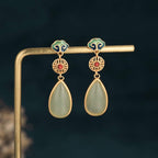 Fortune Jewel FengShui Jade Double Happiness Fortune Earrings