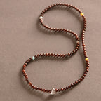 Fortune Jewel 925 Sterling Silver Indian Small Leaf Red Sandalwood Fu Character Protection Triple Wrap Bracelet