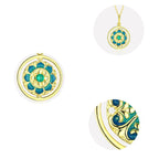 Fortune Jewel 925 Sterling Silver Lotus Flower Floral Zircon Enlightenment Rotatable Necklace Pendant Fortune Jewel
