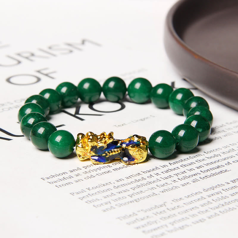 Fortune Jewel Pixiu Jade Abundance Protection Bracelet