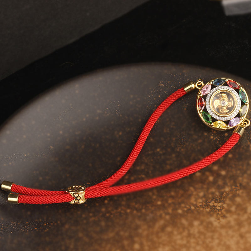 Fortune Jewel Colorful Zircon Copper Wealth Luck Rotation Bracelet Necklace Pendant