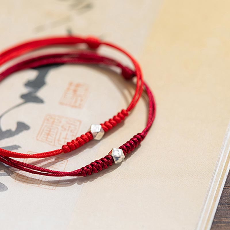 Fortune Jewel 925 Sterling Silver Luck Bead Protection Red String Braided Bracelet