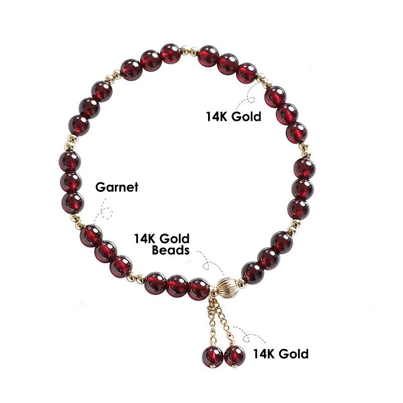 Fortune Jewel 14K Gold Plated Alloy Natural Garnet Calm Bracelet