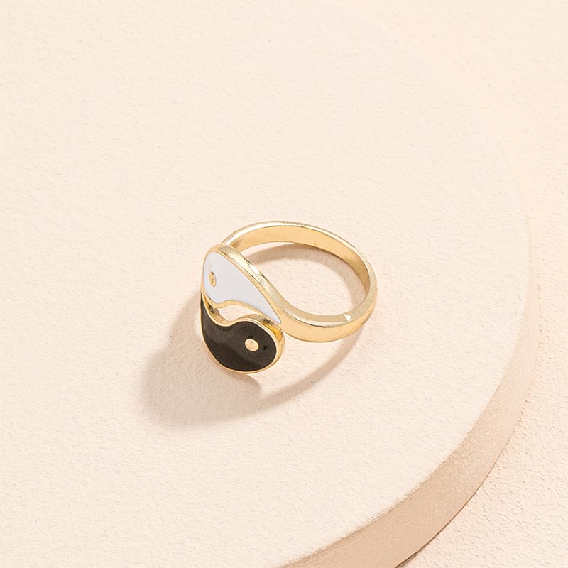 Yin Yang Symbol Adjustable Blessing Couple Ring Fortune Jewel