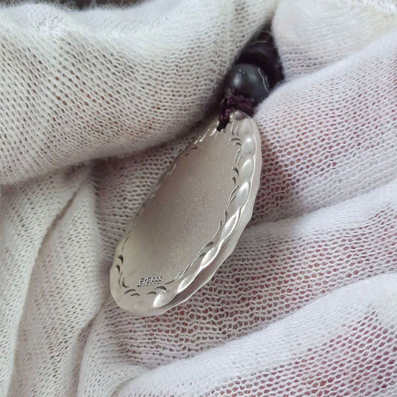 Fortune Jewel Vintage 999 Sterling Silver Yin Yang Bagua Water Drop Design Balance Harmony Necklace Pendant Fortune Jewel