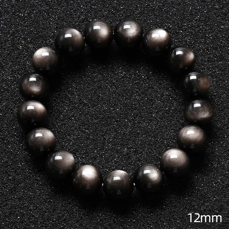 Fortune Jewel Natural Silver Sheen Obsidian Soothing Protection Bracelet
