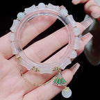Fortune Jewel Tianshan White Jade Bamboo Pattern Luck Blessing Bracelet