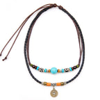 Fortune Jewel Turquoise Dzi Bead Protection Necklace