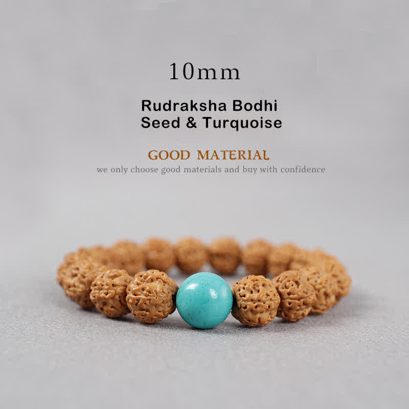Fortune Jewel Tibet Rudraksha Bodhi Seed Dzi Bead Amber Turquoise Wealth Bracelet