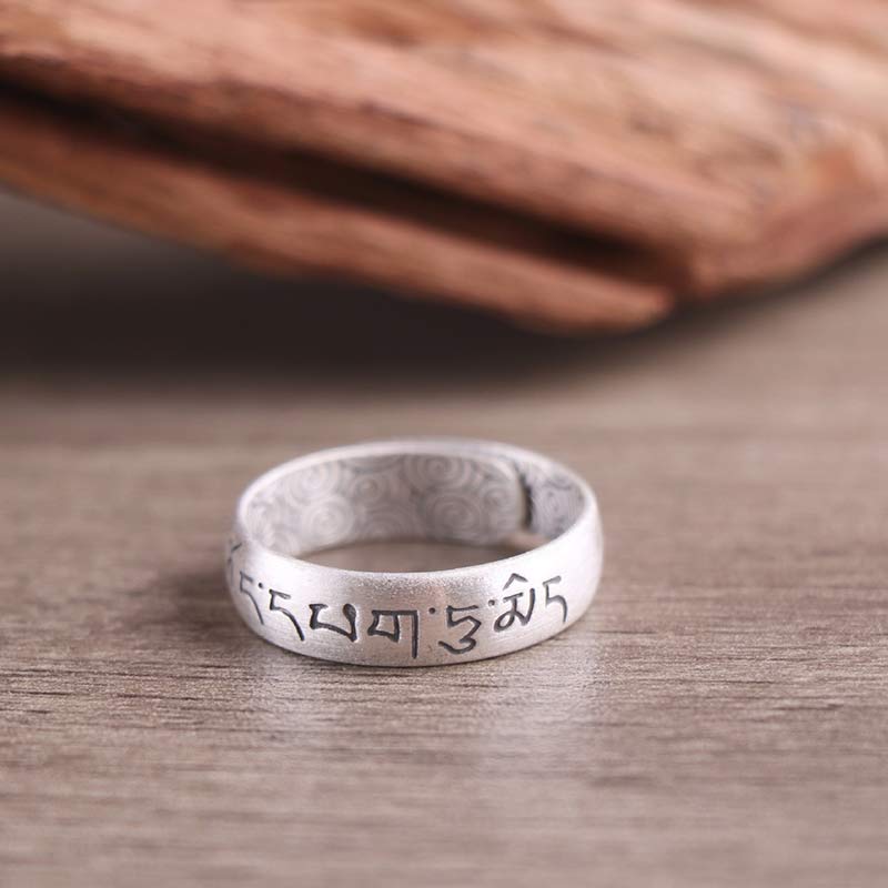 Fortune Jewel 999 Sterling Silver Lotus Elephant Six True Words Blessing Ring Fortune Jewel