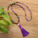 Fortune Jewel Tibetan Amethyst Purify Bracelet Mala Set