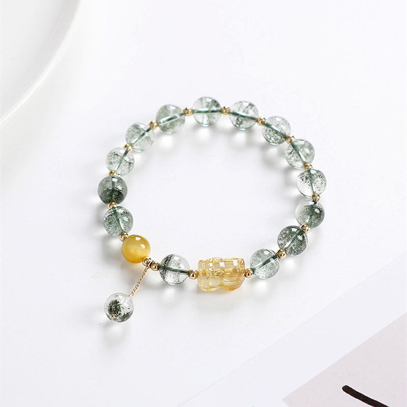 Fortune Jewel Green Phantom Citrine PiXiu Confidence Bracelet