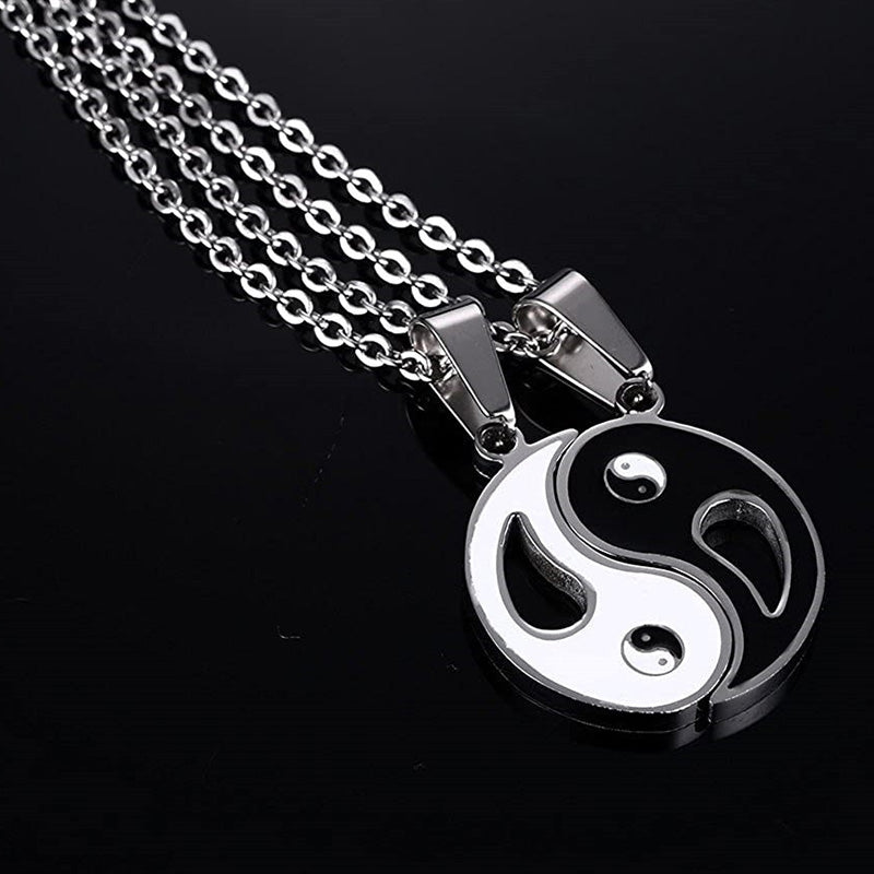 2pcs Yin Yang Pendant Couple Necklace Fortune Jewel