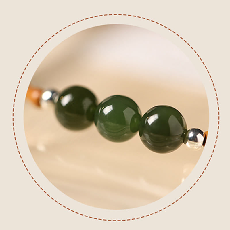 Fortune Jewel Natural Olive Pit Bamboo Pattern Hetian Jade Beads Luck Bracelet