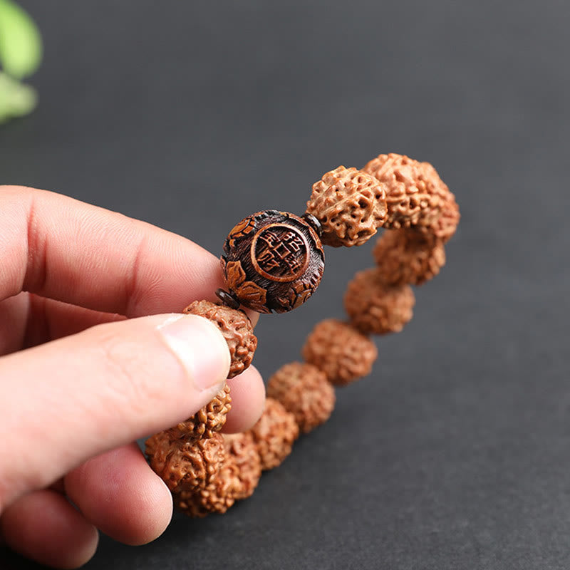 Fortune Jewel Tibet Rudraksha Bodhi Seed PiXiu Copper Coin Wealth Luck Bracelet