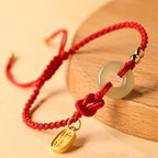 Fortune Jewel Hetian Jade Peace Buckle Fu Character String Luck Bracelet