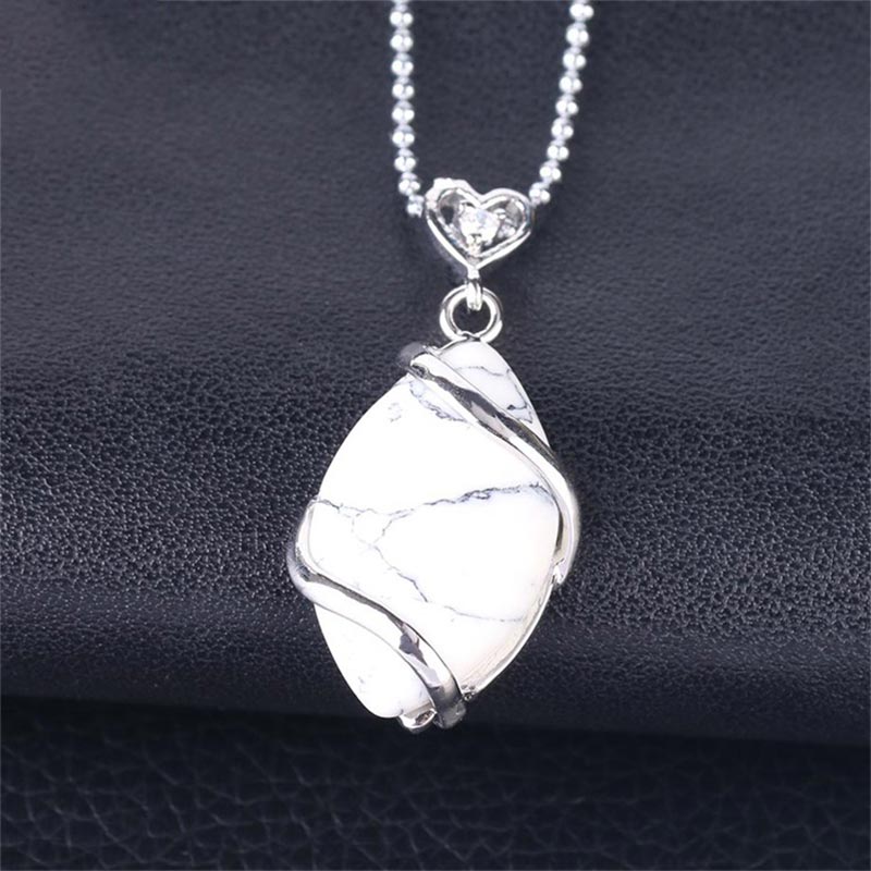 Fortune Jewel Marquise Pattern Natural Crystal Stone Charm Necklace Pendant