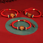 Fortune Jewel Handmade 925 Sterling Silver Year of the Dragon Cute Chinese Zodiac Luck Braided Red Bracelet