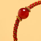 Fortune Jewel Handmade Red Agate Amethyst Golden Rutilated Quartz Pink Crystal Bead Calm Braided Bracelet