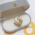 Fortune Jewel Pearl Copper Plated Gold Flower Happiness Wealth Ring
