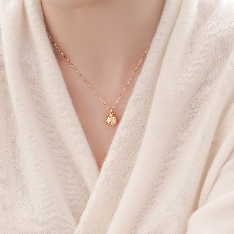 Fortune Jewel 925 Sterling Silver 18k Gold Plated Pomegranate Garnet Crystal Passion Charm Necklace Pendant