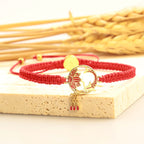 Fortune Jewel Tibetan Handmade Lotus Koi Fish Lucky Red String Bracelet