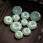Fortune Jewel Natural Round Jade Peace Buckle Luck Prosperity Necklace Pendant
