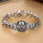 Fortune Jewel Tiger Tang Dynasty Flower Design Engraved Luck Energy Bracelet
