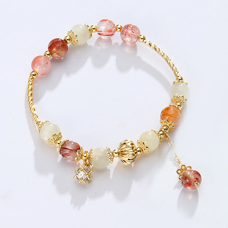 Fortune Jewel Colorful Rutilated Quartz Cat Eye Zircon Auspiciousness Bead Bracelet