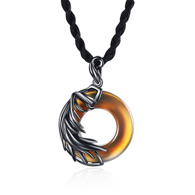Fortune Jewel Obsidian Chalcedony Meditation Round Pendant Necklace