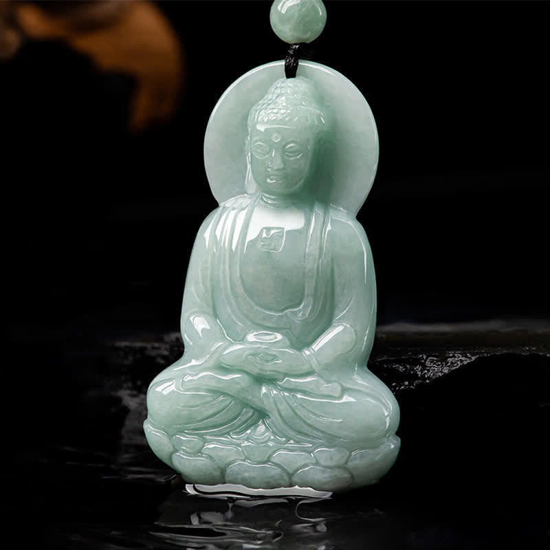 Fortune Jewel Amitabha Buddha Jade Amulet Compassion String Necklace Fortune Jewel