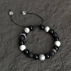 Fortune Jewel Vintage Lava Rock Black Obsidian Picasso Jasper Beads Support Rope Bracelet