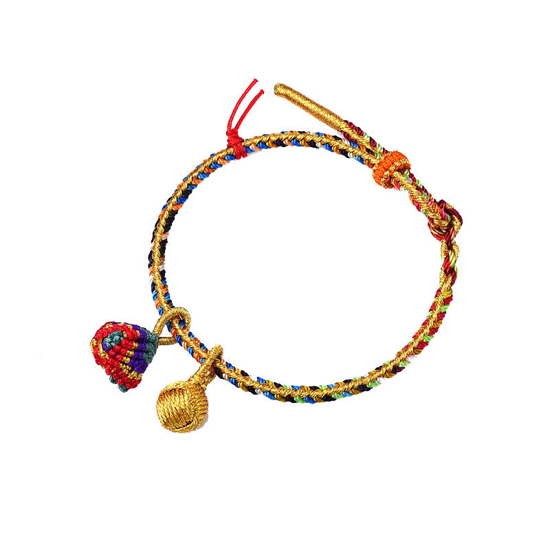 Fortune Jewel Colorful Rope Luck Handmade Zongzi Golden Ball Charm Bracelet