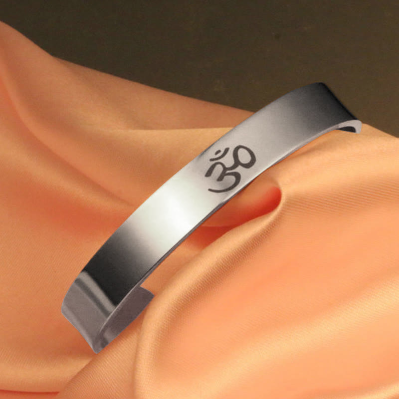 Fortune Jewel Tibetan OM Symbol Mindfulness Cuff Bracelet Bangle