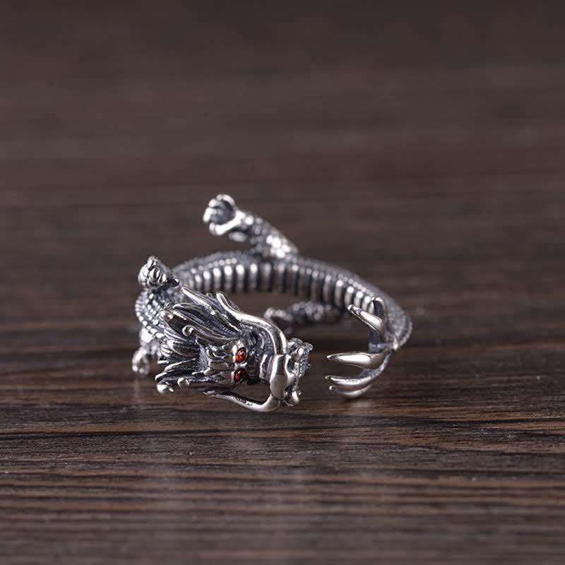 Fortune Jewel 925 Sterling Silver Dragon Luck Protection Ring Fortune Jewel