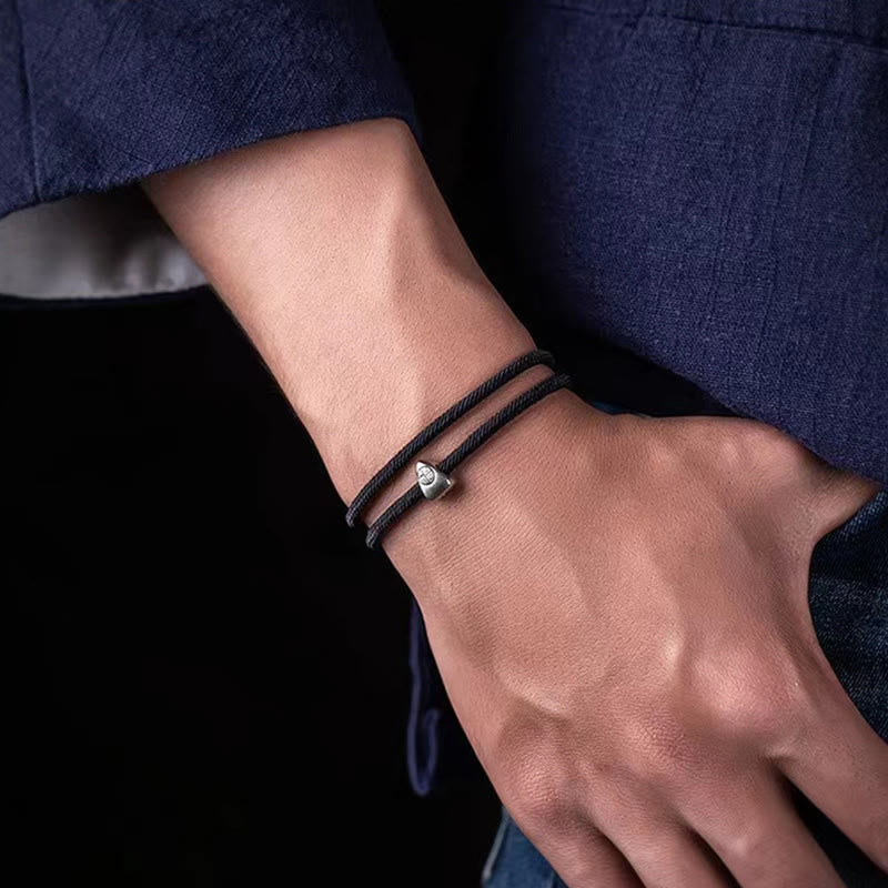 Fortune Jewel 925 Sterling Silver Fu Character Blessing Handmade Braided Bracelet