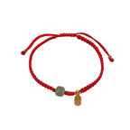 Fortune Jewel 925 Sterling Silver Hetian Jade Blessing Wealth Red String Bracelet