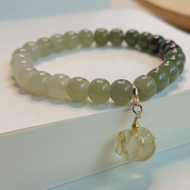 Fortune Jewel Natural Hetian Jade Money Bag Charm Bead Prosperity Bracelet