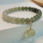 Fortune Jewel Natural Hetian Jade Money Bag Charm Bead Prosperity Bracelet