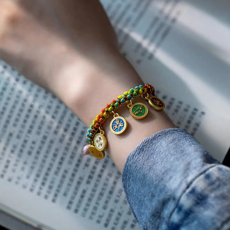 Fortune Jewel Tibetan Colorful Rope Five God Of Wealth Luck Braid Bracelet