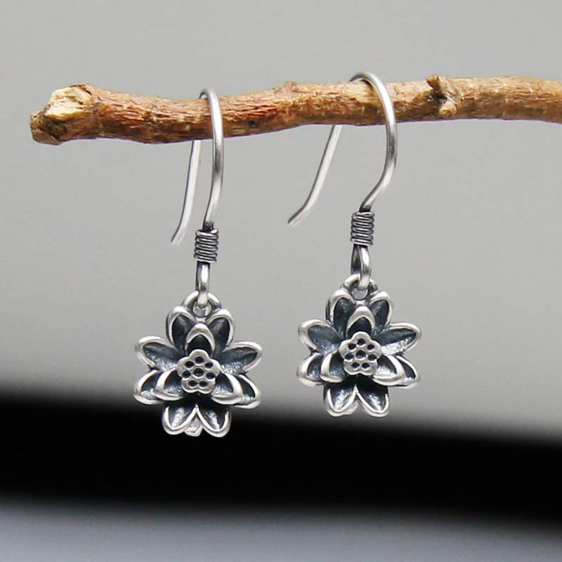 Fortune Jewel 925 Sterling Silver Lotus Flower Enlightenment Earrings Fortune Jewel
