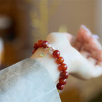 Fortune Jewel Natural Red Agate Peace Talisman Fu Character Dragon Tail Confidence Charm Bracelet
