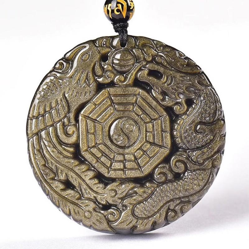 Fortune Jewel Golden Obsidian Healing Energy Necklace Pendant