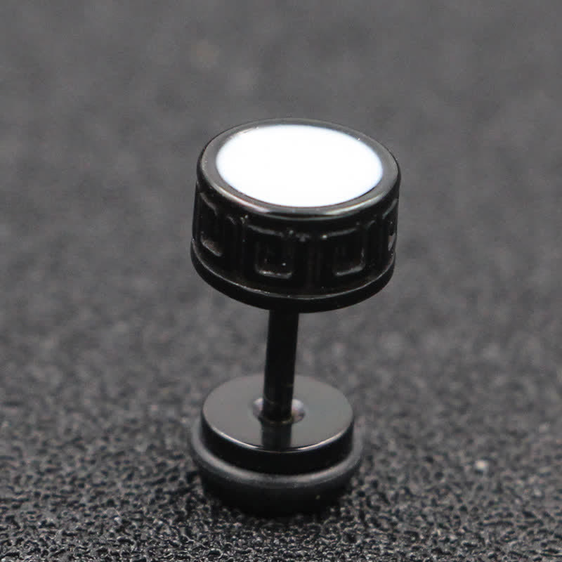 Fortune Jewel Cool Men Titanium Steel Balance Round Stud Earrings