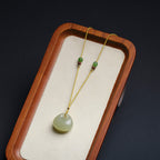 Fortune Jewel Natural Hetian Jade Small Bag Pattern Prosperity String Necklace Pendant